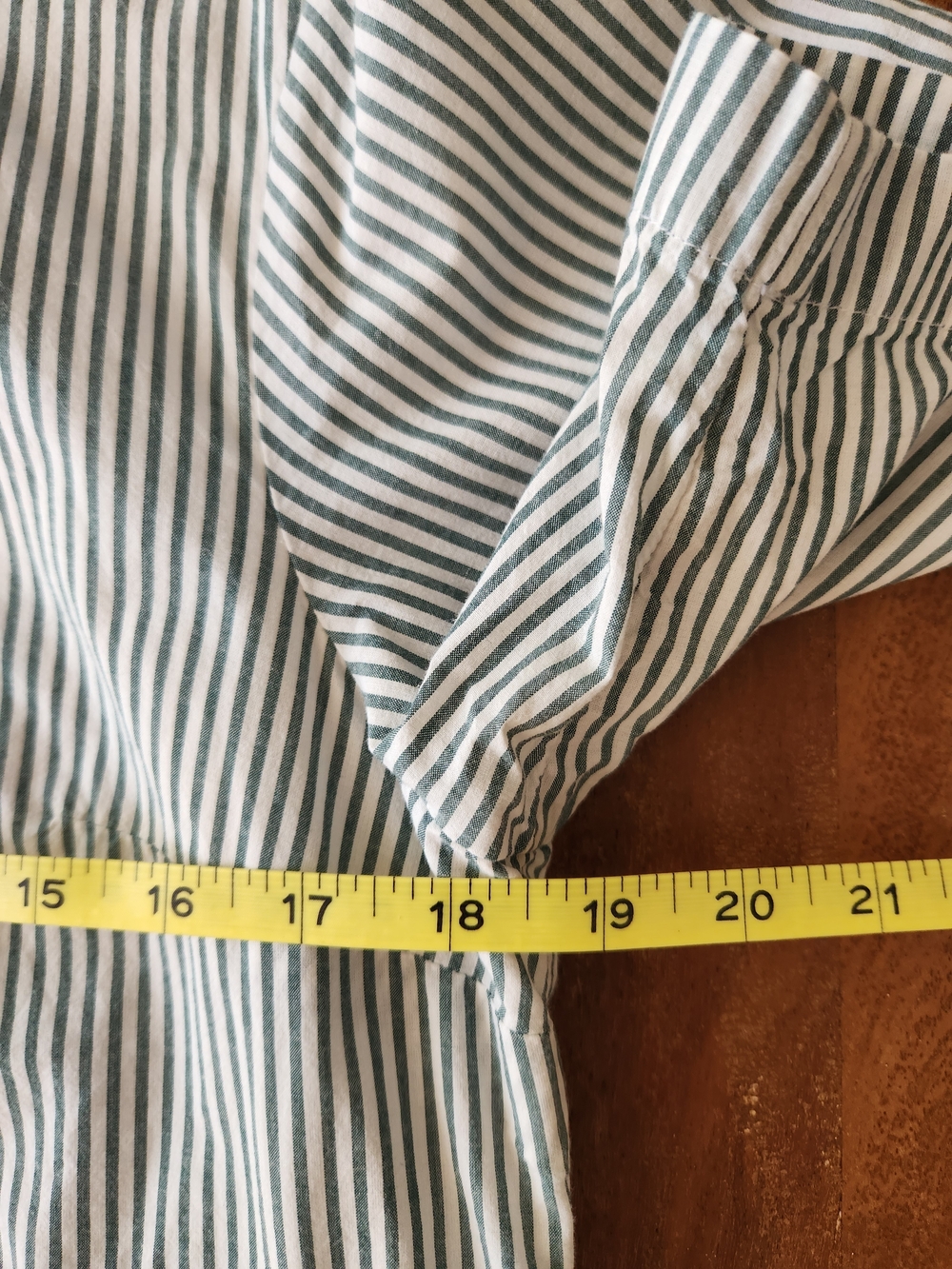 GAP Olive and White Mini Striped Tiered Shirtdress S - Picture 8 of 11